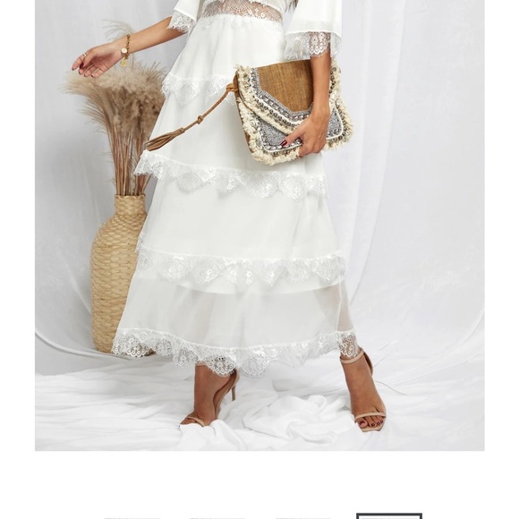 White Lace Tiered Maxi Dress - Brand New, Size Small - Picture 5 of 12